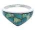 Genuine Sterling Silver Turquoise Opal Inlay Ring Size 7-3/4 VX36781